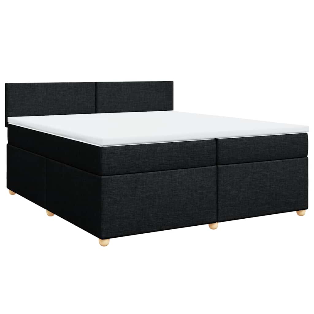 vidaXL Κρεβάτι Boxspring με Στρώμα Μαύρο 200x200 εκ. Υφασμάτινο