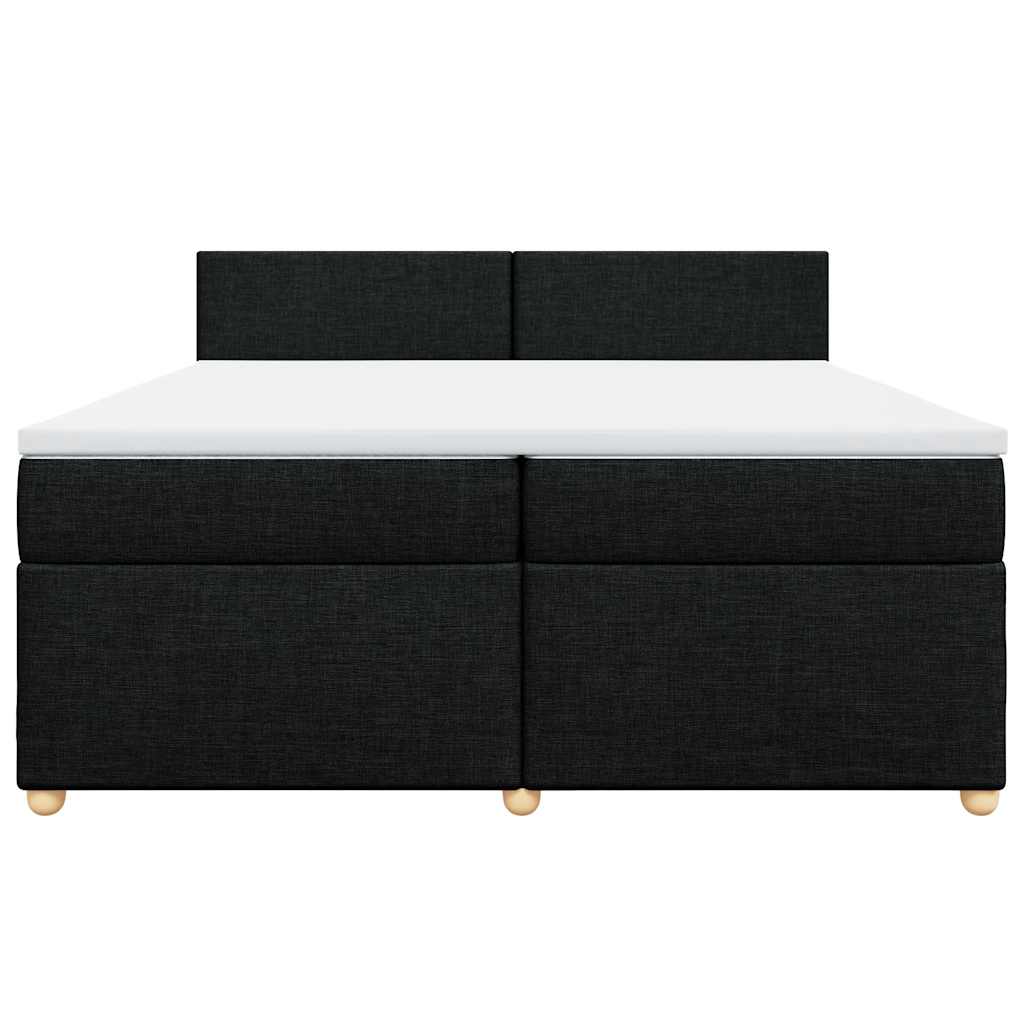 vidaXL Κρεβάτι Boxspring με Στρώμα Μαύρο 200x200 εκ. Υφασμάτινο