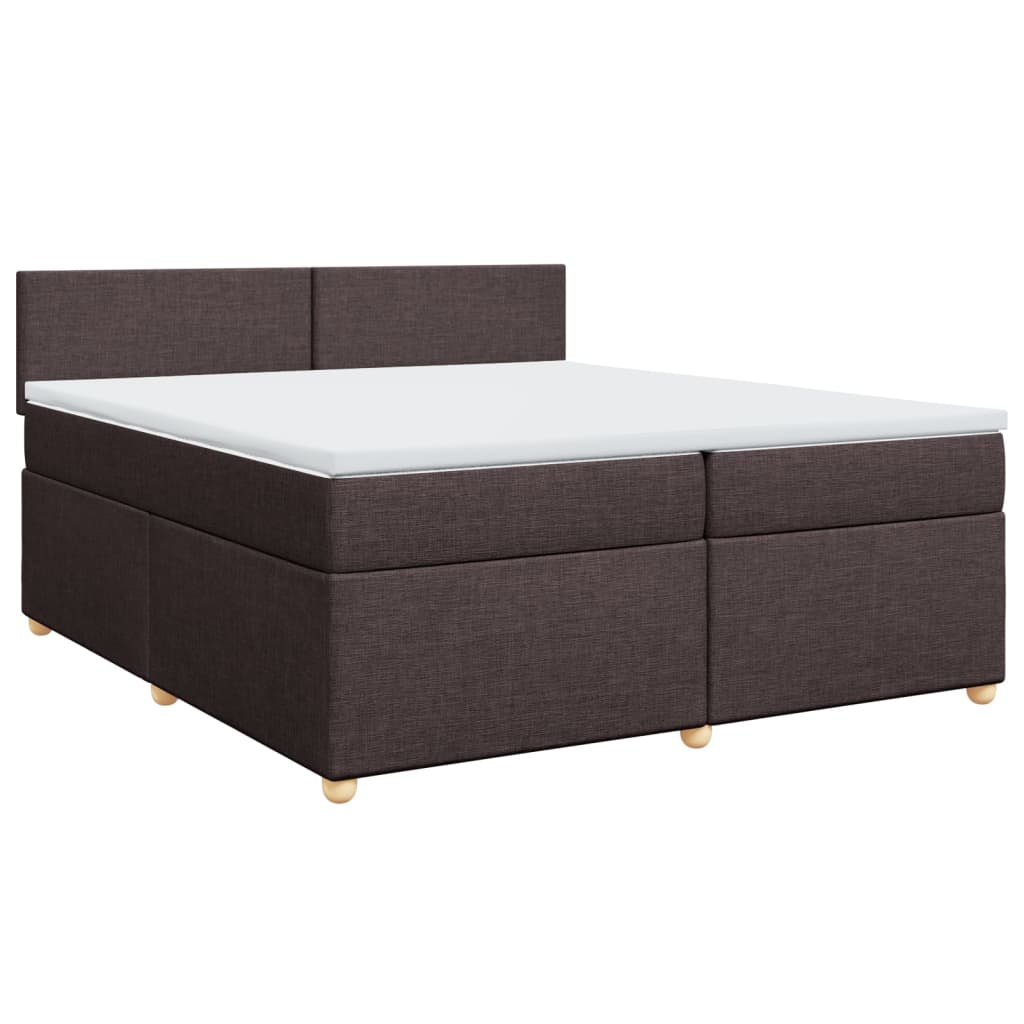 vidaXL Κρεβάτι Boxspring με Στρώμα Σκούρο Καφέ 200x200 εκ. Υφασμάτινο