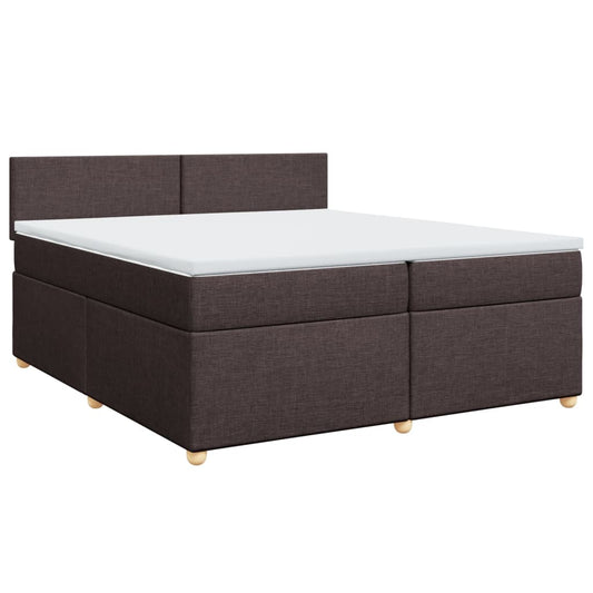 vidaXL Κρεβάτι Boxspring με Στρώμα Σκούρο Καφέ 200x200 εκ. Υφασμάτινο