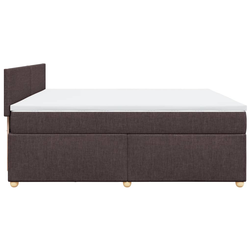 vidaXL Κρεβάτι Boxspring με Στρώμα Σκούρο Καφέ 200x200 εκ. Υφασμάτινο