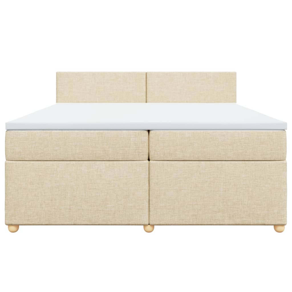vidaXL Κρεβάτι Boxspring με Στρώμα Κρεμ 200x200 εκ. Υφασμάτινο