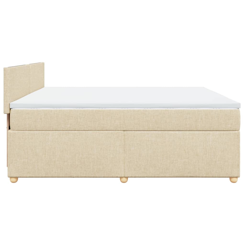 vidaXL Κρεβάτι Boxspring με Στρώμα Κρεμ 200x200 εκ. Υφασμάτινο