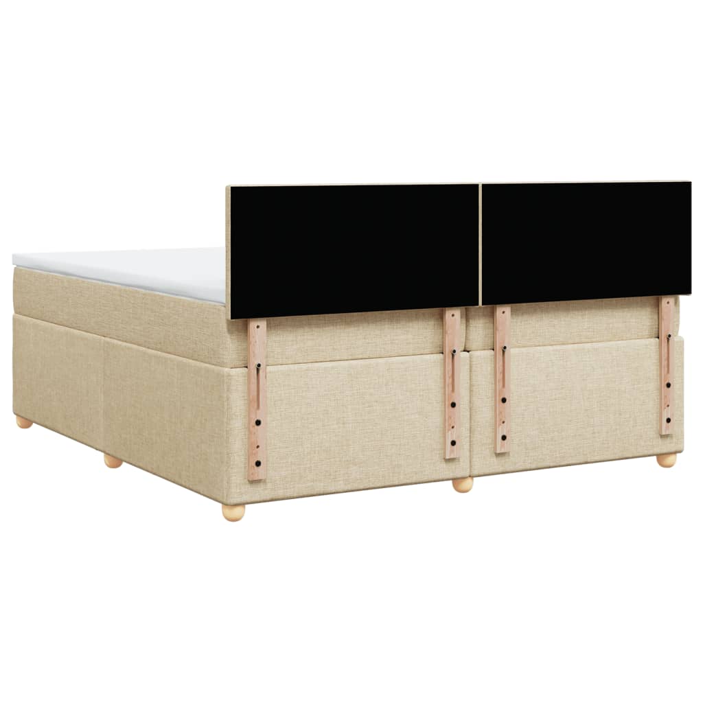 vidaXL Κρεβάτι Boxspring με Στρώμα Κρεμ 200x200 εκ. Υφασμάτινο