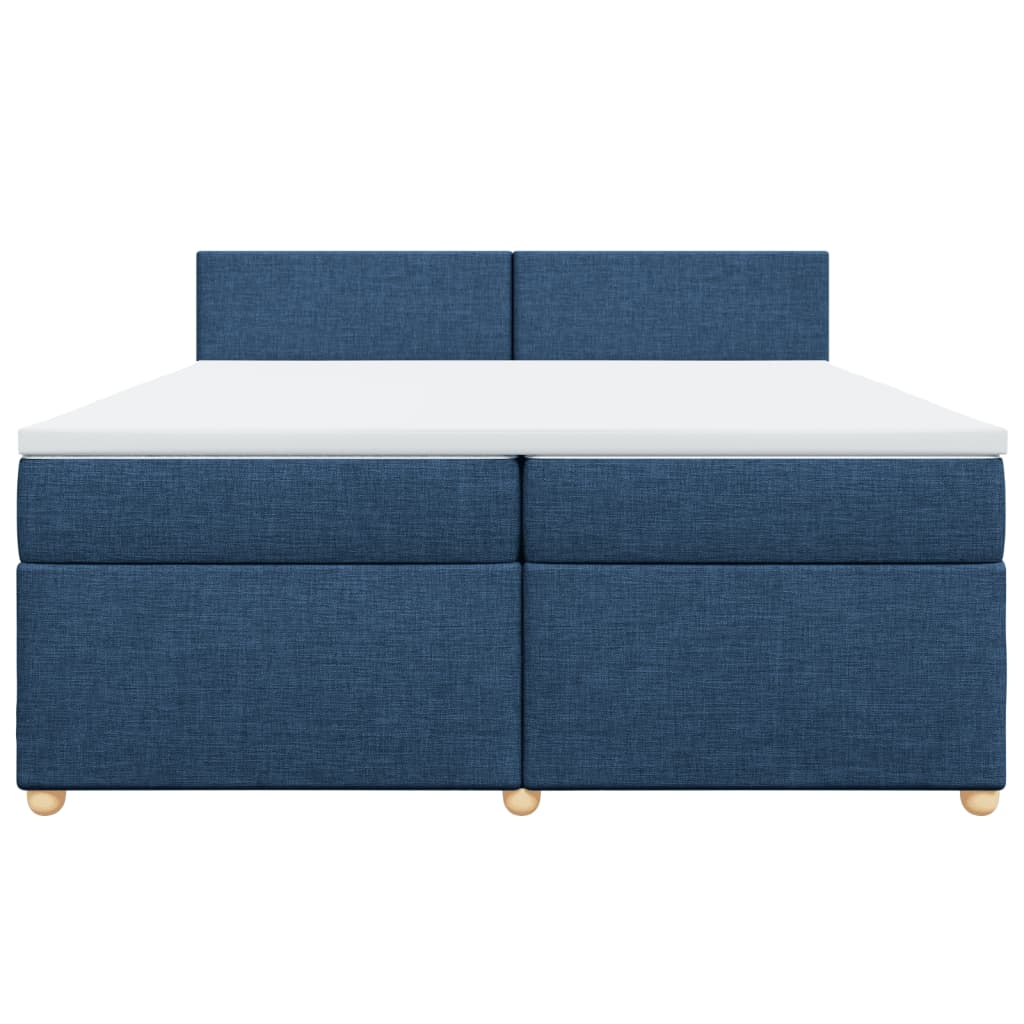 vidaXL Κρεβάτι Boxspring με Στρώμα Μπλε 200x200 εκ. Υφασμάτινο