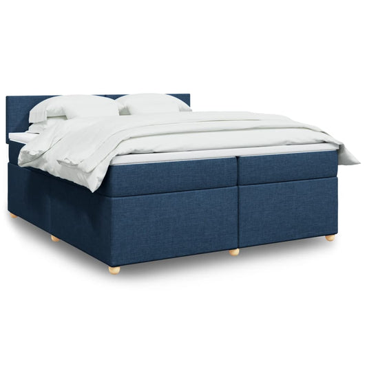 vidaXL Κρεβάτι Boxspring με Στρώμα Μπλε 200x200 εκ. Υφασμάτινο