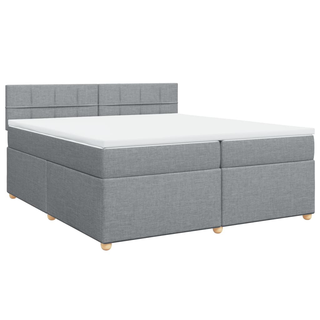 vidaXL Κρεβάτι Boxspring με Στρώμα Ανοιχτό Γκρι 200x200 εκ. Υφασμάτινο