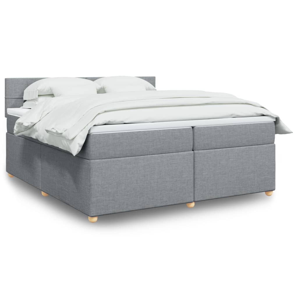 vidaXL Κρεβάτι Boxspring με Στρώμα Ανοιχτό Γκρι 200x200 εκ. Υφασμάτινο