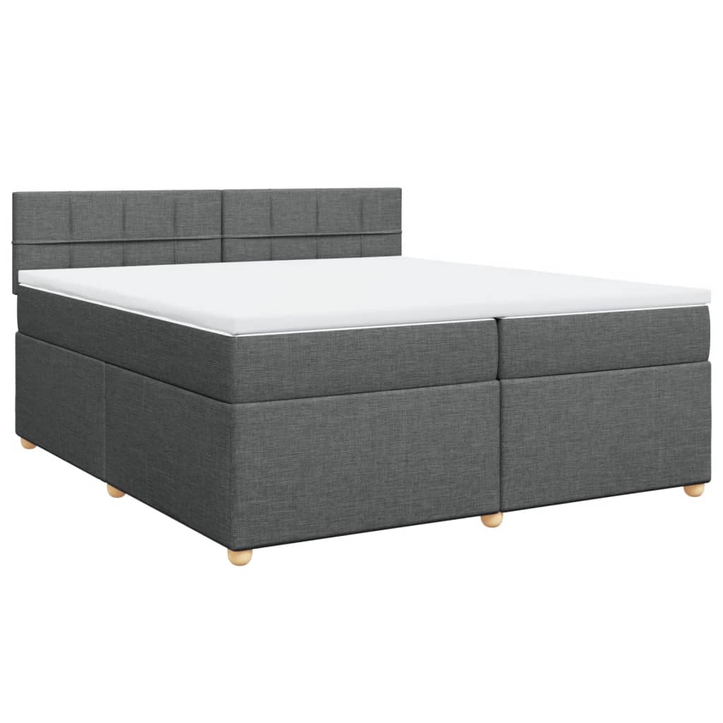 vidaXL Κρεβάτι Boxspring με Στρώμα Σκούρο Γκρι 200x200 εκ. Υφασμάτινο