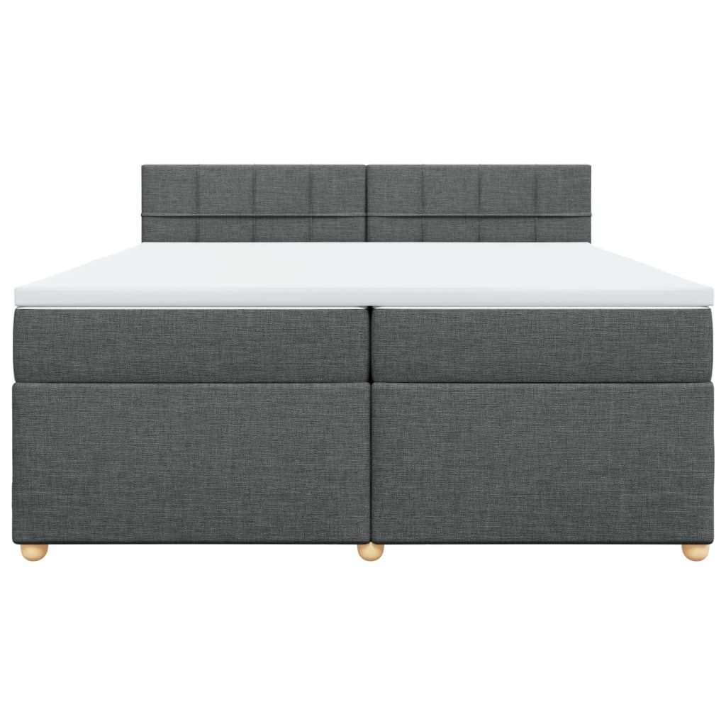 vidaXL Κρεβάτι Boxspring με Στρώμα Σκούρο Γκρι 200x200 εκ. Υφασμάτινο