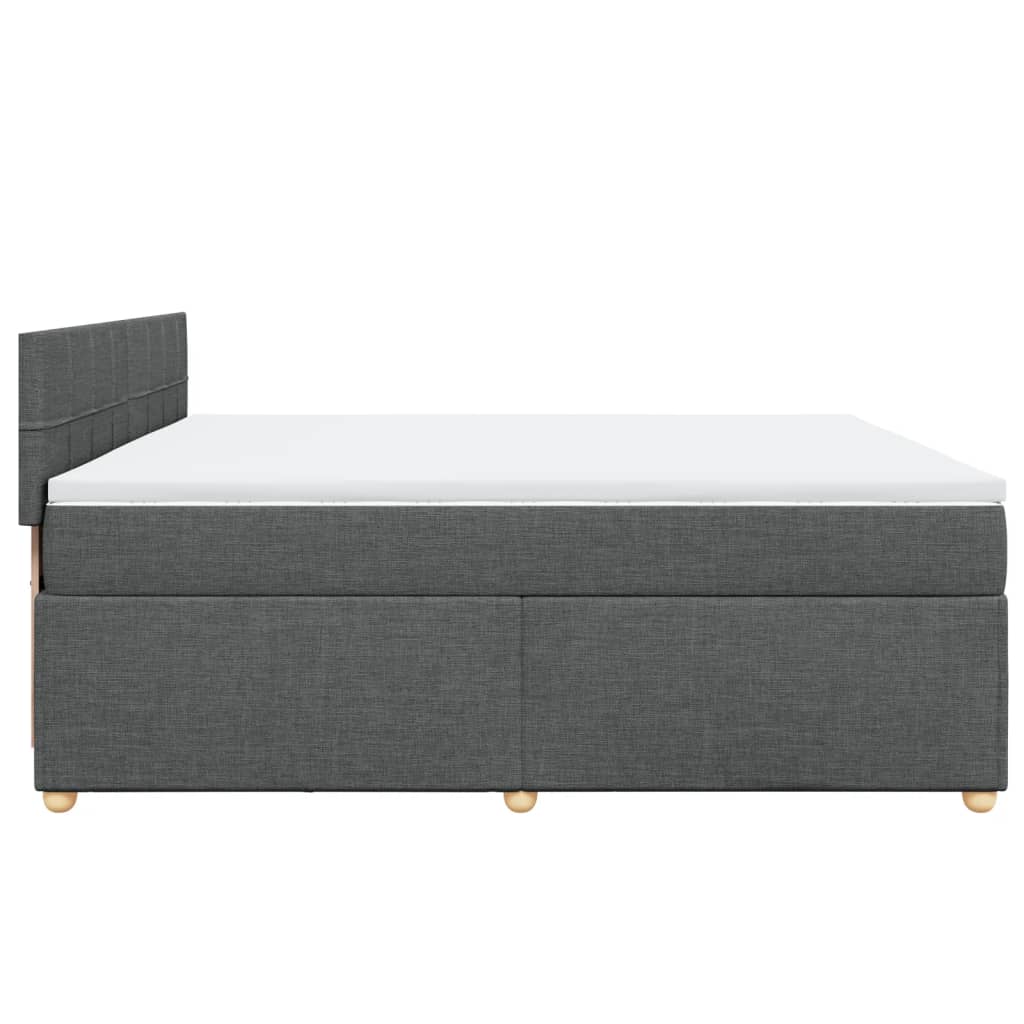 vidaXL Κρεβάτι Boxspring με Στρώμα Σκούρο Γκρι 200x200 εκ. Υφασμάτινο