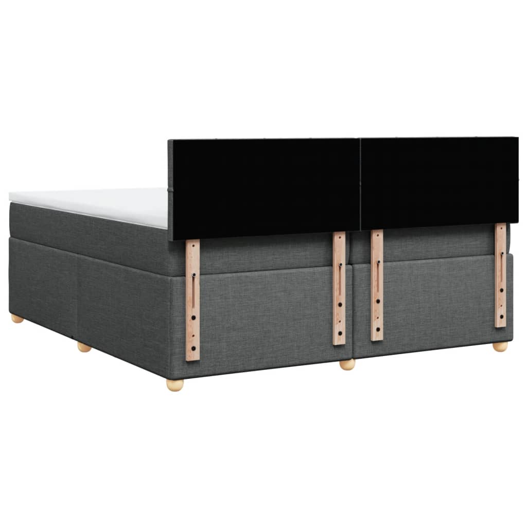 vidaXL Κρεβάτι Boxspring με Στρώμα Σκούρο Γκρι 200x200 εκ. Υφασμάτινο