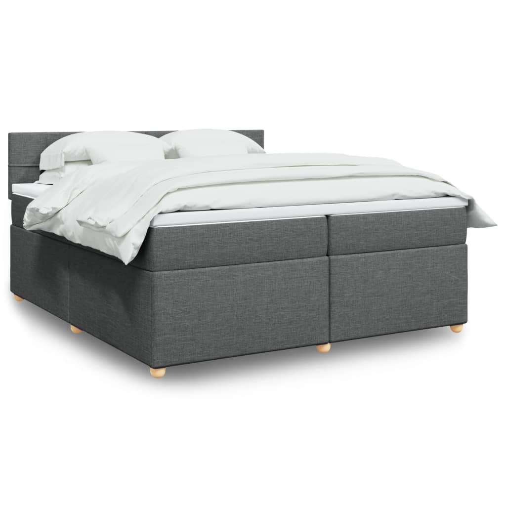 vidaXL Κρεβάτι Boxspring με Στρώμα Σκούρο Γκρι 200x200 εκ. Υφασμάτινο