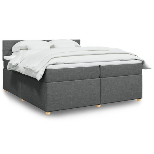 vidaXL Κρεβάτι Boxspring με Στρώμα Σκούρο Γκρι 200x200 εκ. Υφασμάτινο