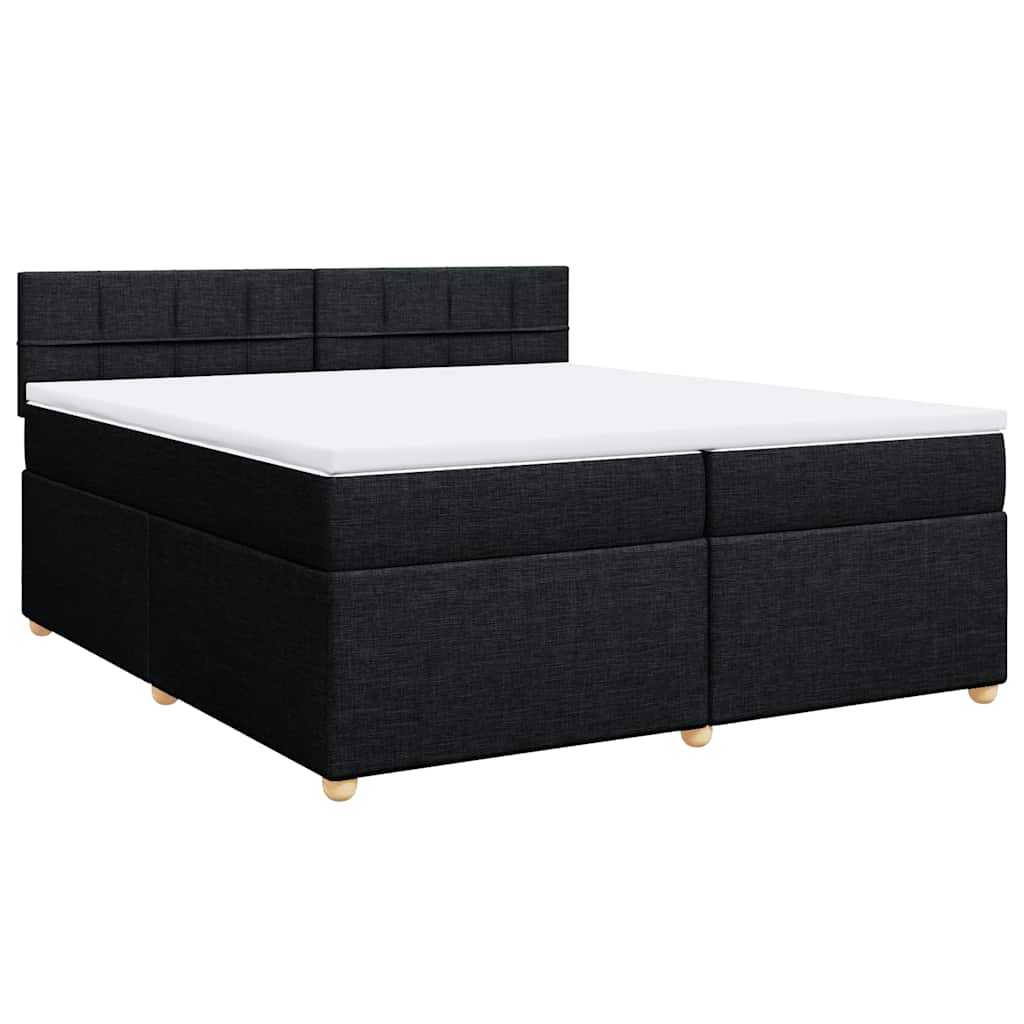 vidaXL Κρεβάτι Boxspring με Στρώμα Μαύρο 200x200 εκ. Υφασμάτινο