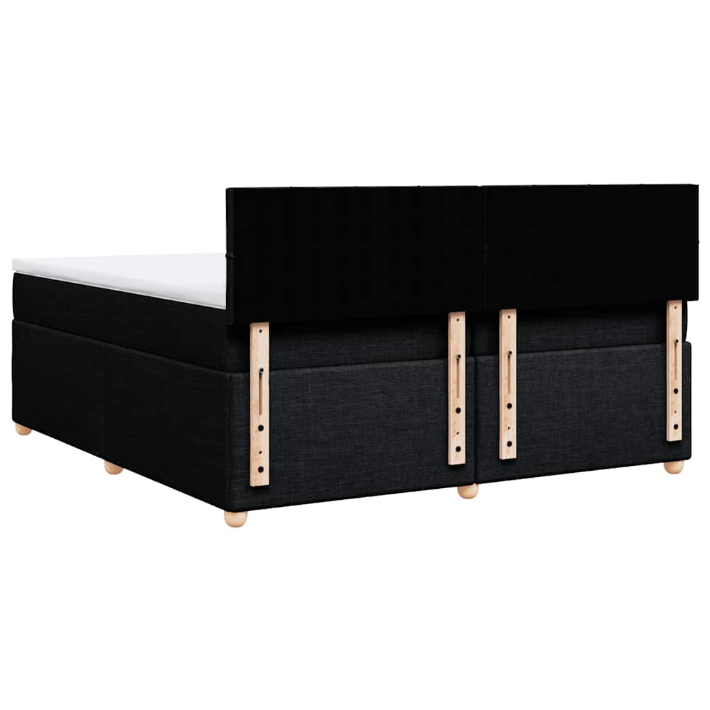 vidaXL Κρεβάτι Boxspring με Στρώμα Μαύρο 200x200 εκ. Υφασμάτινο