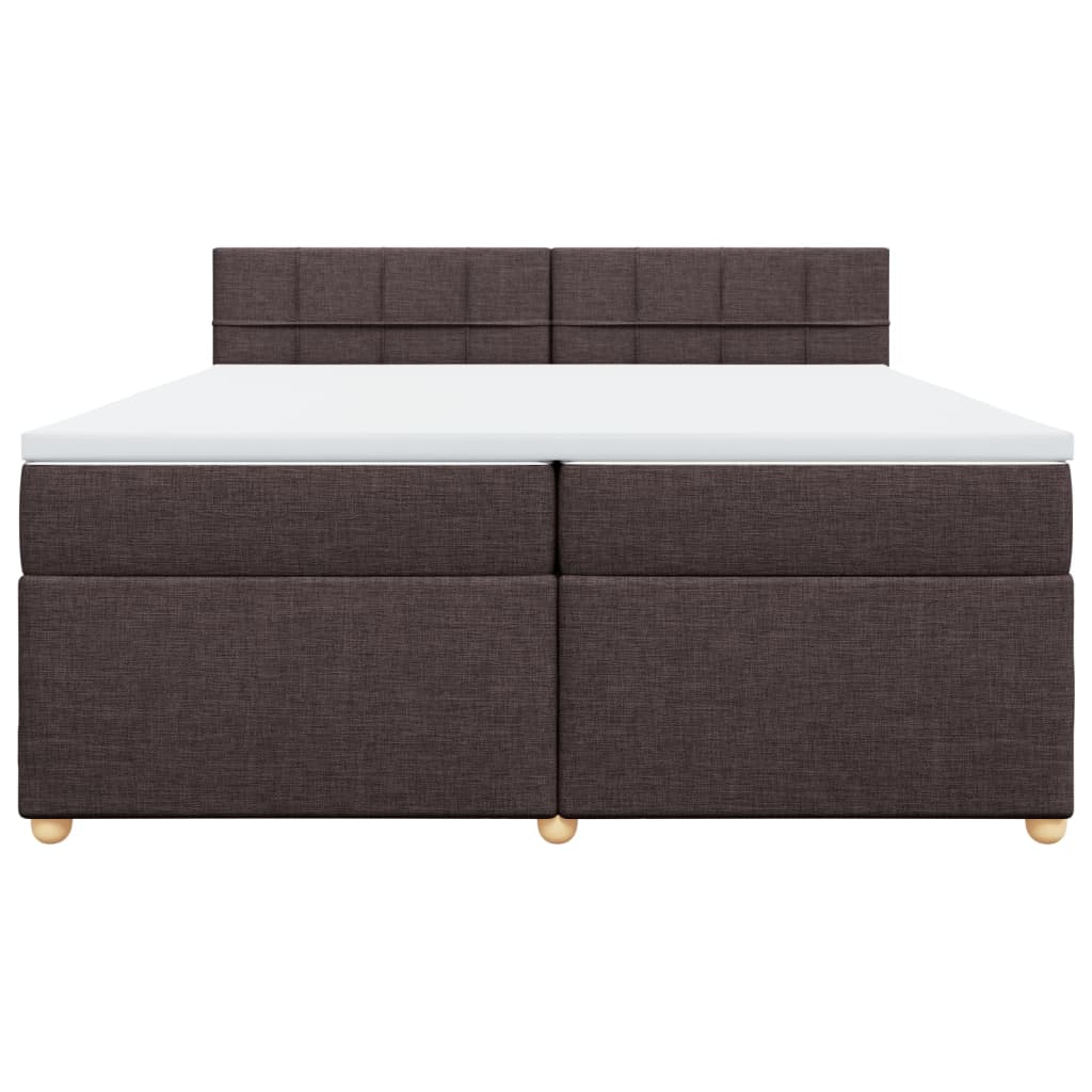 vidaXL Κρεβάτι Boxspring με Στρώμα Σκούρο Καφέ 200x200 εκ. Υφασμάτινο