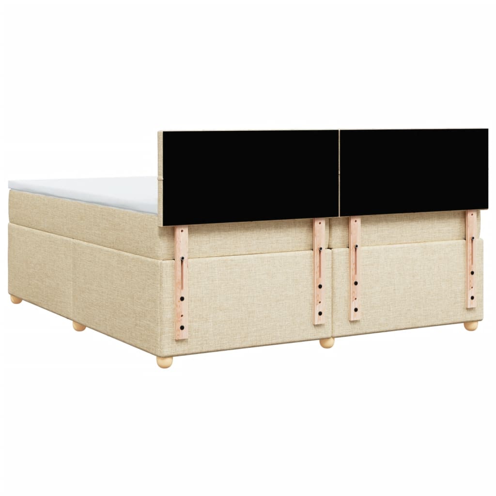 vidaXL Κρεβάτι Boxspring με Στρώμα Κρεμ 200x200 εκ. Υφασμάτινο
