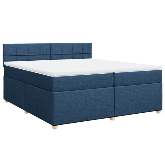 vidaXL Κρεβάτι Boxspring με Στρώμα Μπλε 200x200 εκ. Υφασμάτινο