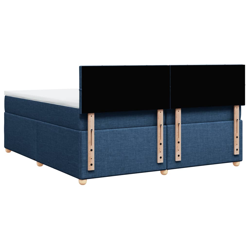 vidaXL Κρεβάτι Boxspring με Στρώμα Μπλε 200x200 εκ. Υφασμάτινο
