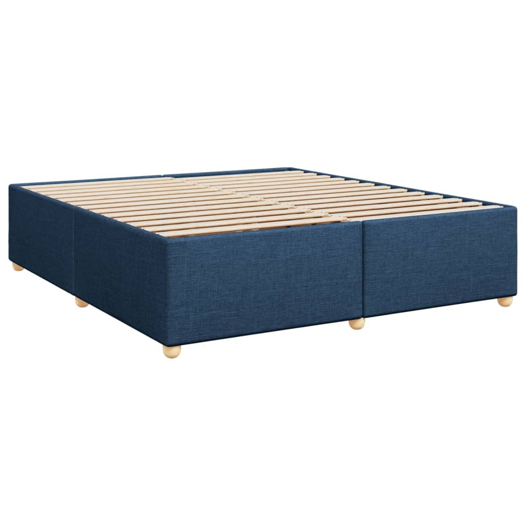 vidaXL Κρεβάτι Boxspring με Στρώμα Μπλε 200x200 εκ. Υφασμάτινο
