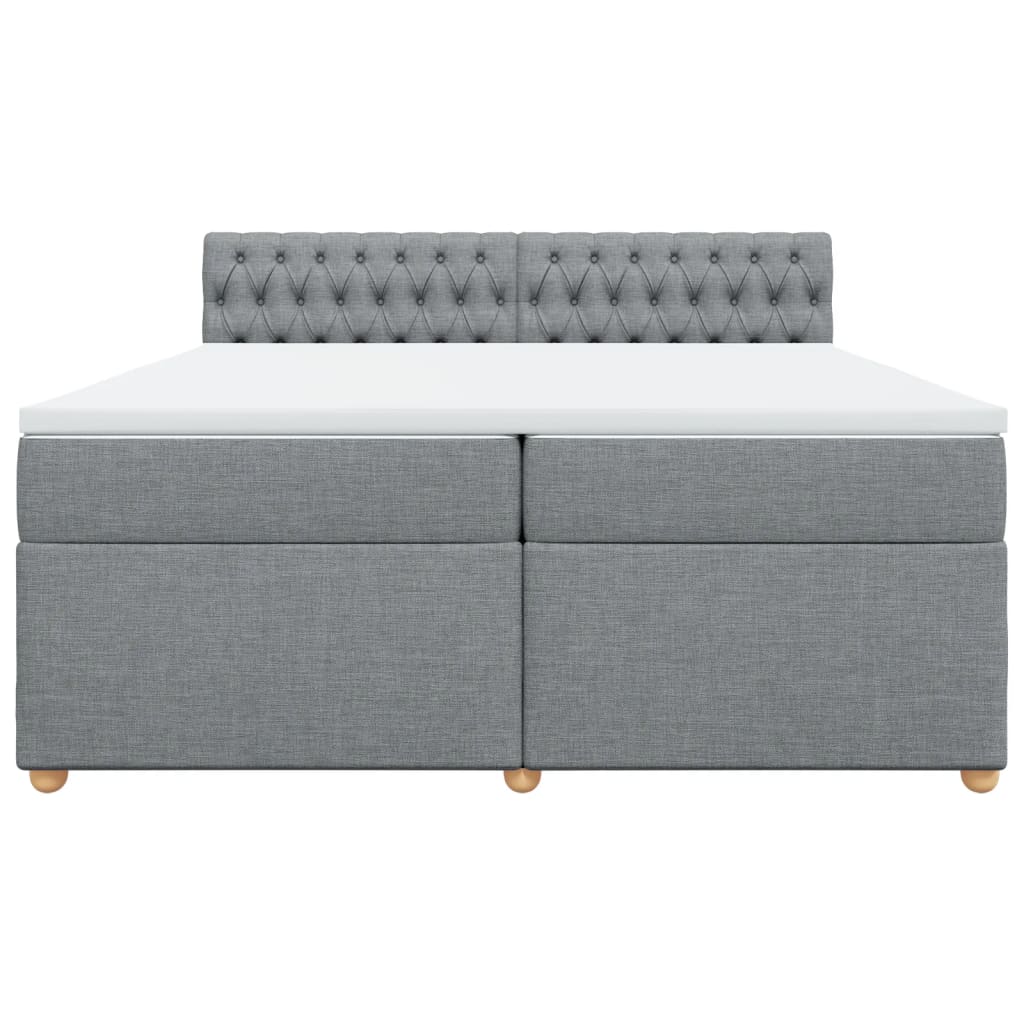 vidaXL Κρεβάτι Boxspring με Στρώμα Ανοιχτό Γκρι 200x200 εκ. Υφασμάτινο