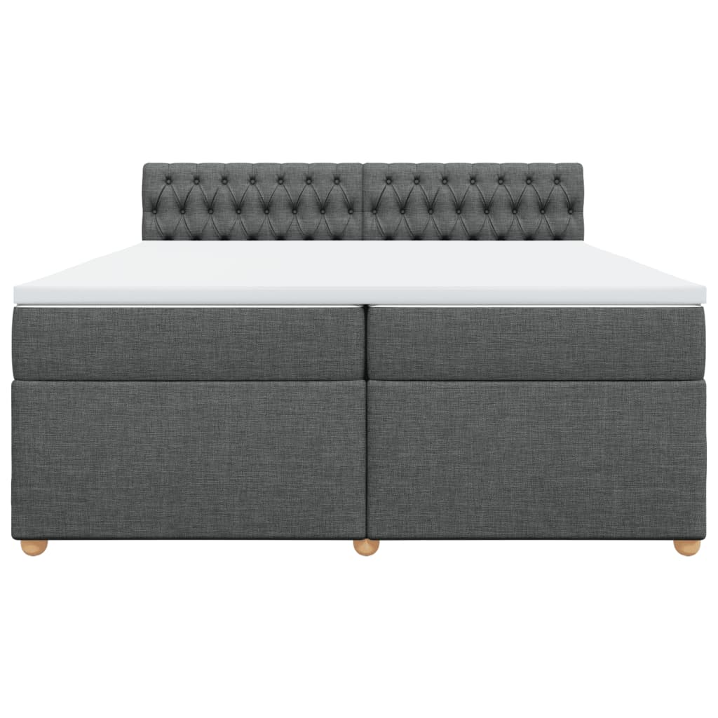 vidaXL Κρεβάτι Boxspring με Στρώμα Σκούρο Γκρι 200x200 εκ. Υφασμάτινο