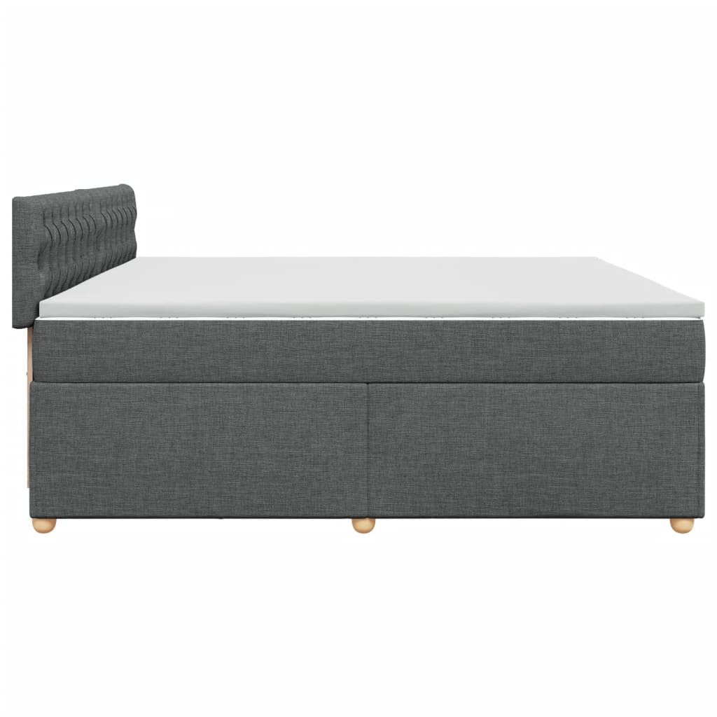 vidaXL Κρεβάτι Boxspring με Στρώμα Σκούρο Γκρι 200x200 εκ. Υφασμάτινο