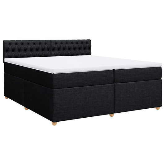 vidaXL Κρεβάτι Boxspring με Στρώμα Μαύρο 200x200 εκ. Υφασμάτινο