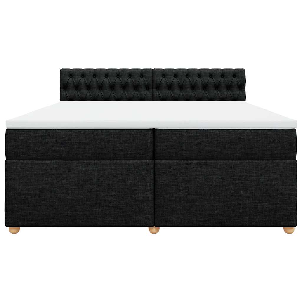 vidaXL Κρεβάτι Boxspring με Στρώμα Μαύρο 200x200 εκ. Υφασμάτινο