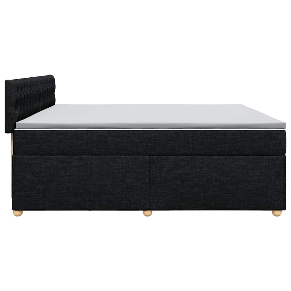vidaXL Κρεβάτι Boxspring με Στρώμα Μαύρο 200x200 εκ. Υφασμάτινο