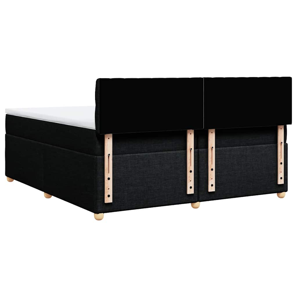 vidaXL Κρεβάτι Boxspring με Στρώμα Μαύρο 200x200 εκ. Υφασμάτινο