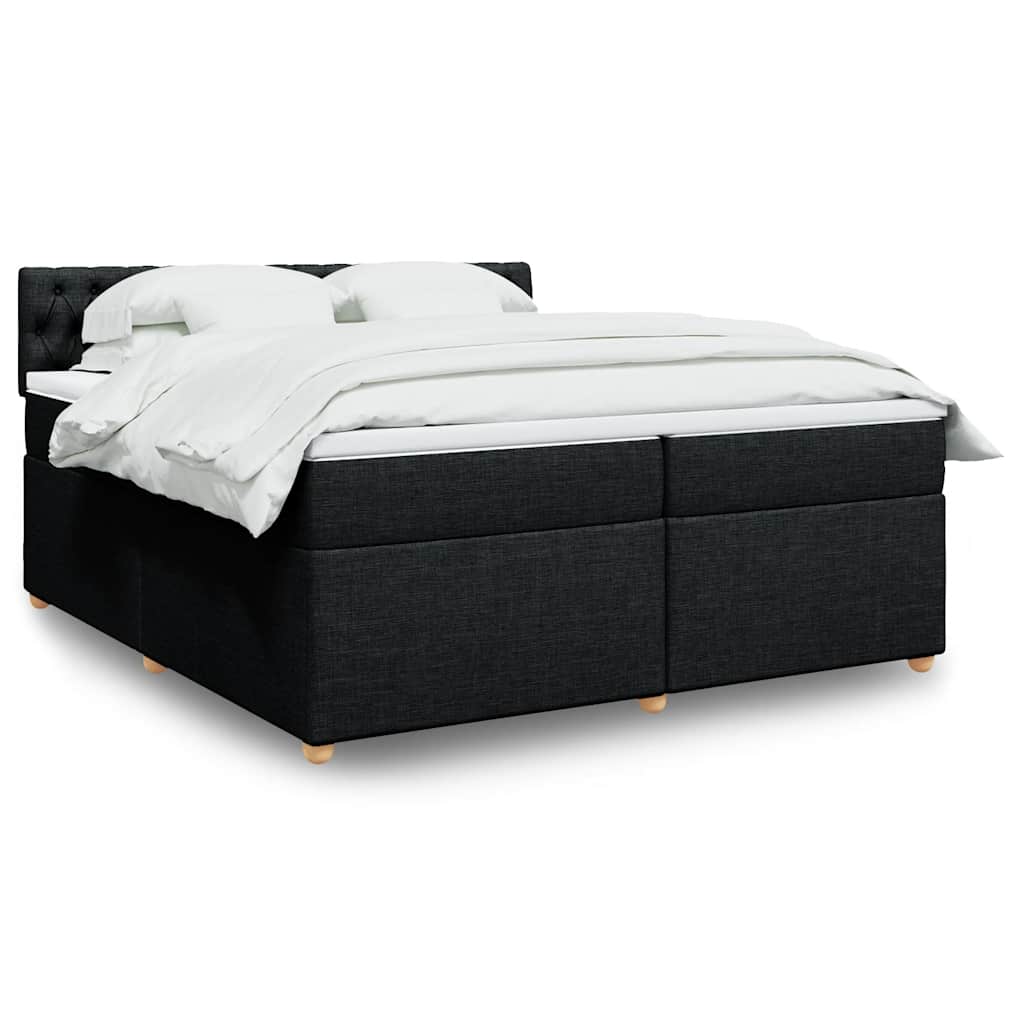 vidaXL Κρεβάτι Boxspring με Στρώμα Μαύρο 200x200 εκ. Υφασμάτινο