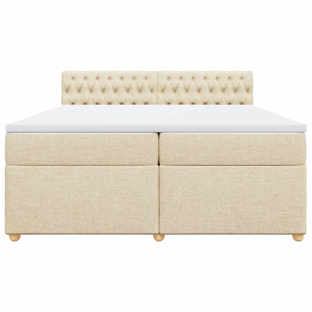 vidaXL Κρεβάτι Boxspring με Στρώμα Κρεμ 200x200 εκ. Υφασμάτινο