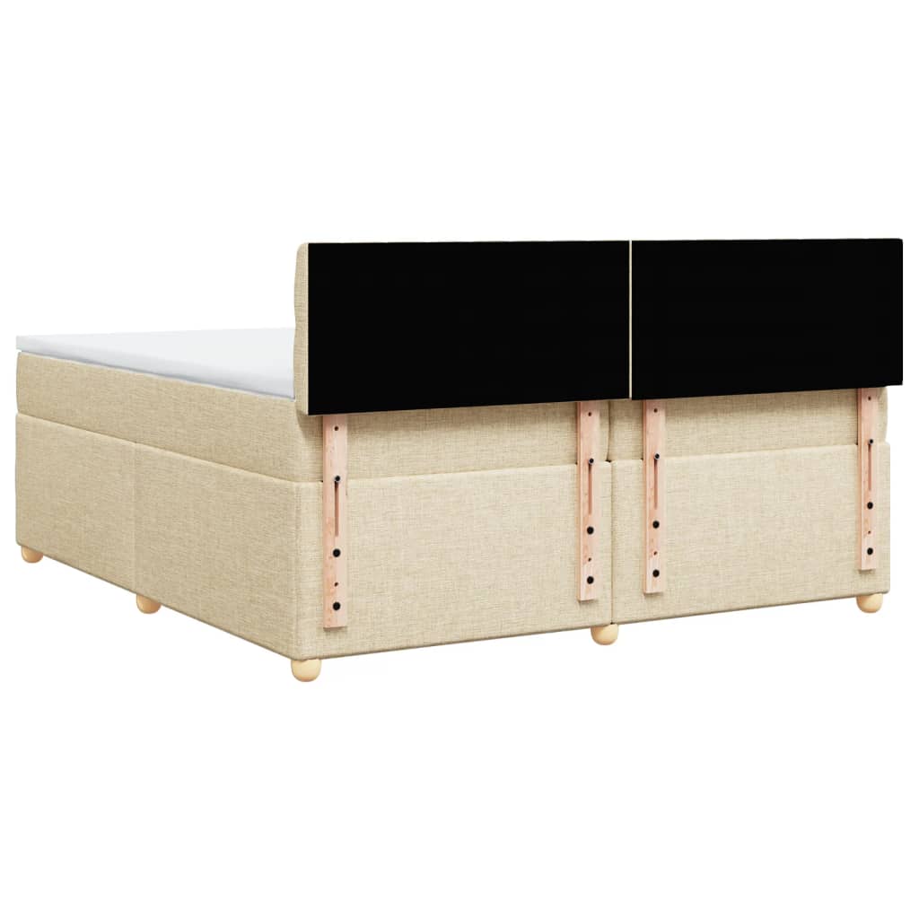 vidaXL Κρεβάτι Boxspring με Στρώμα Κρεμ 200x200 εκ. Υφασμάτινο