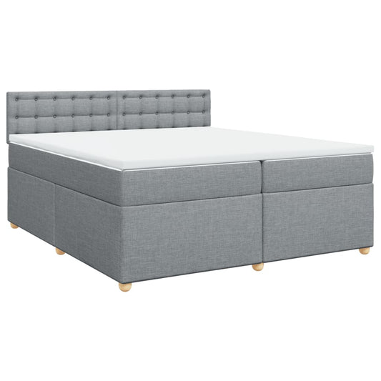 vidaXL Κρεβάτι Boxspring με Στρώμα Ανοιχτό Γκρι 200x200 εκ. Υφασμάτινο