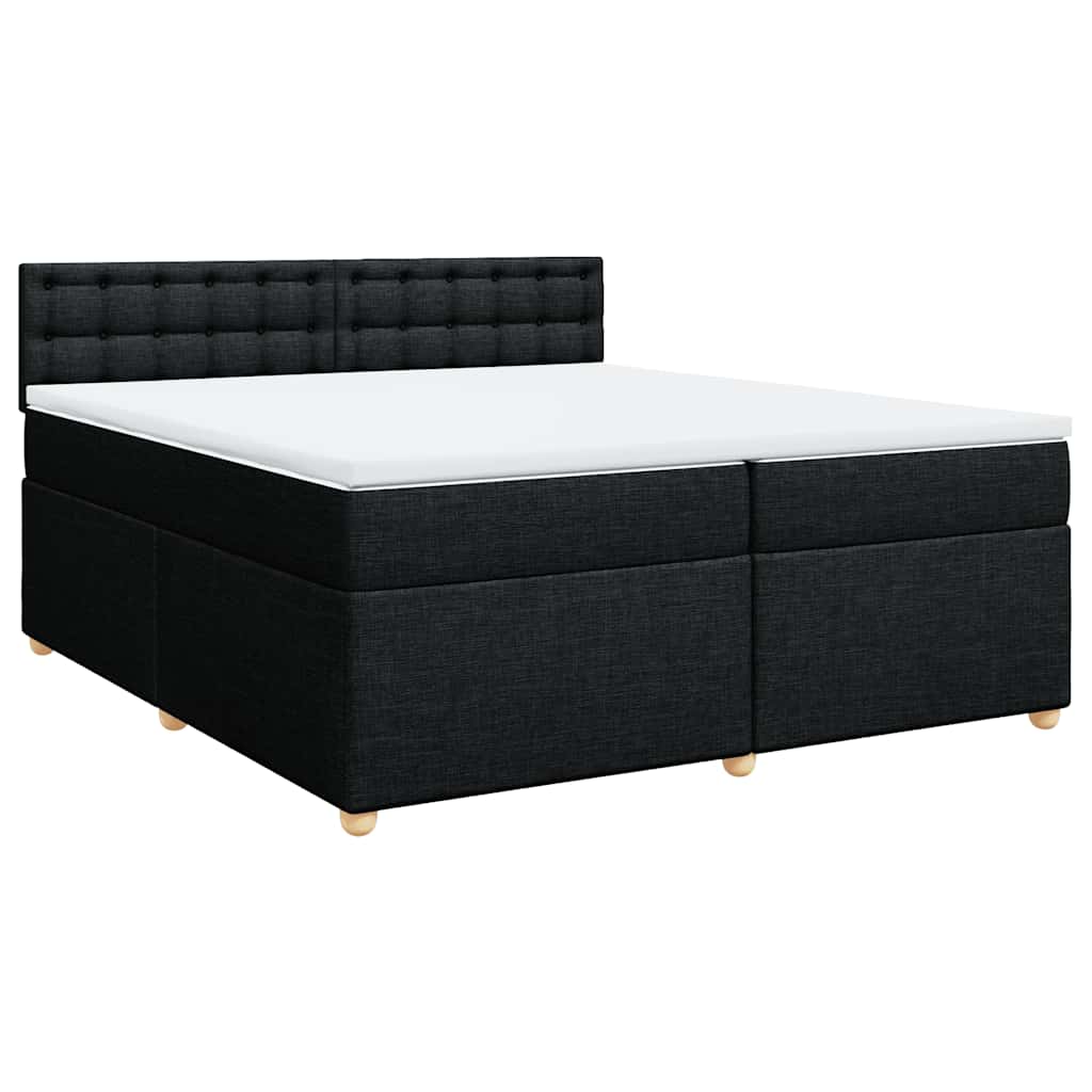vidaXL Κρεβάτι Boxspring με Στρώμα Μαύρο 200x200 εκ. Υφασμάτινο