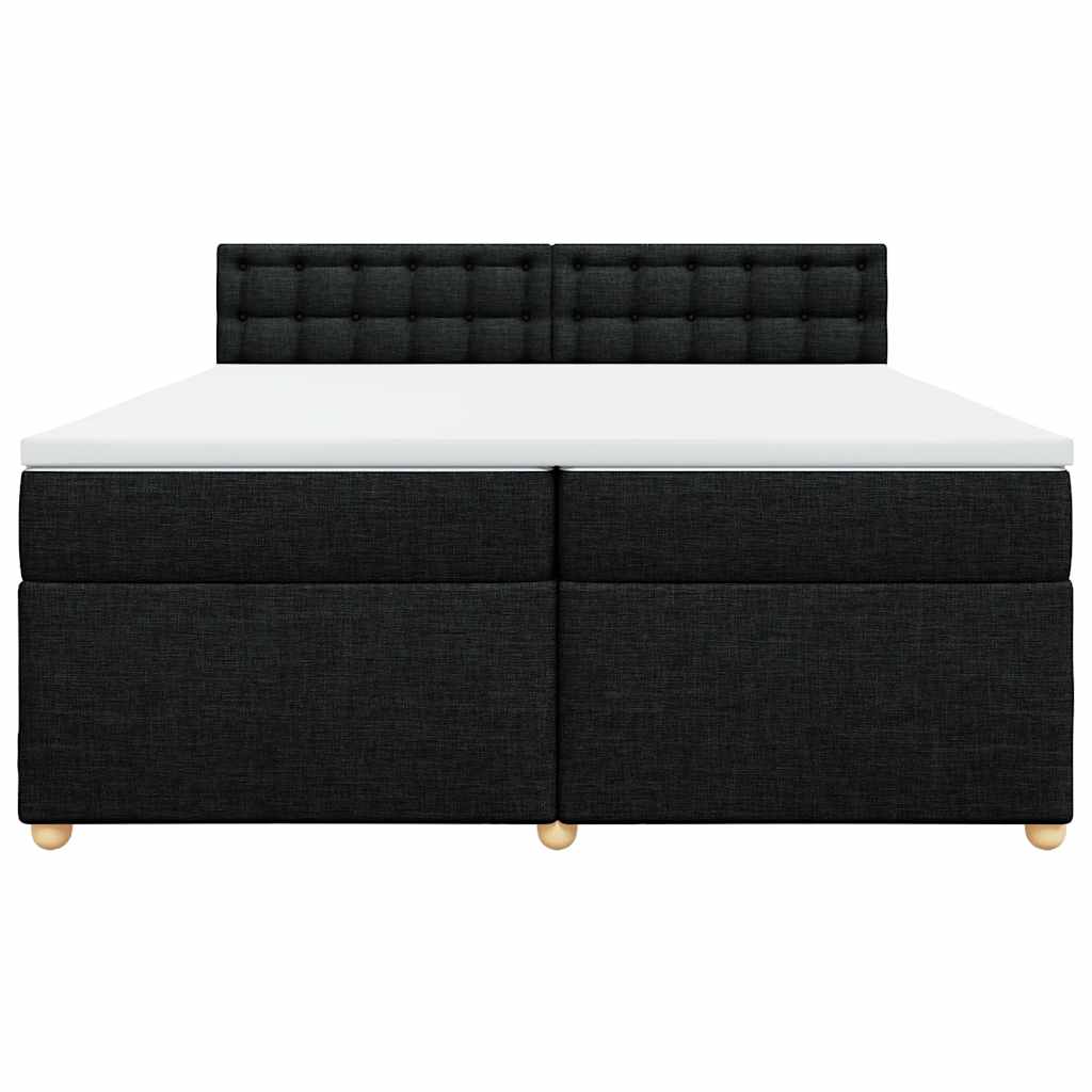 vidaXL Κρεβάτι Boxspring με Στρώμα Μαύρο 200x200 εκ. Υφασμάτινο