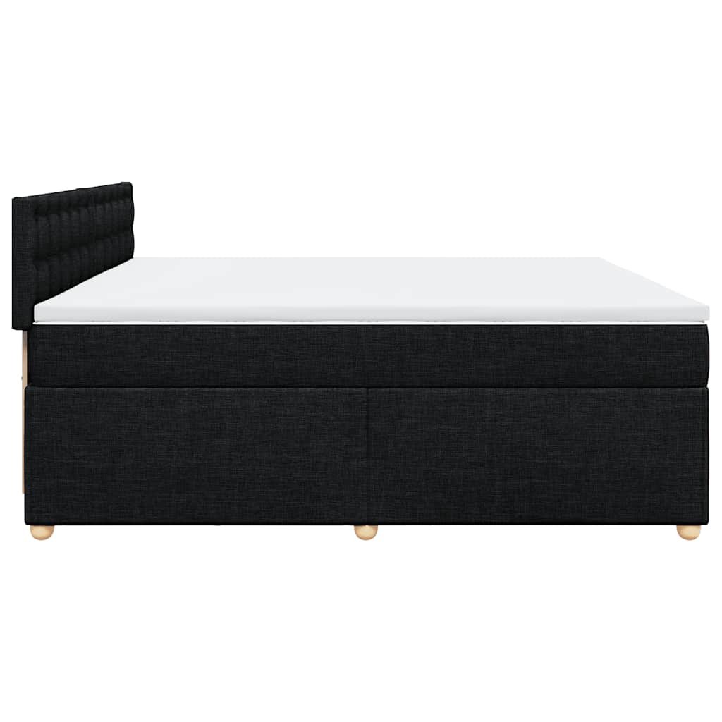 vidaXL Κρεβάτι Boxspring με Στρώμα Μαύρο 200x200 εκ. Υφασμάτινο