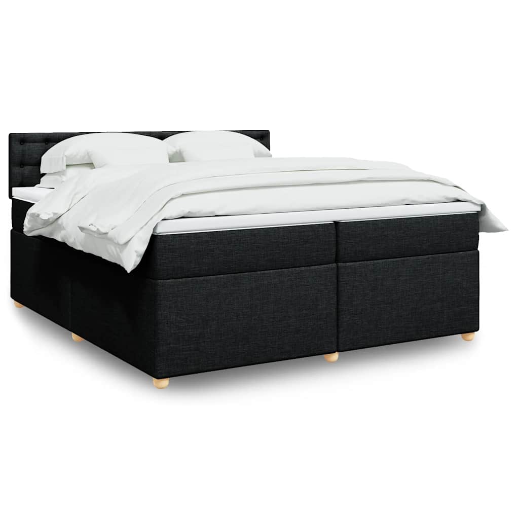 vidaXL Κρεβάτι Boxspring με Στρώμα Μαύρο 200x200 εκ. Υφασμάτινο