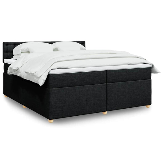 vidaXL Κρεβάτι Boxspring με Στρώμα Μαύρο 200x200 εκ. Υφασμάτινο