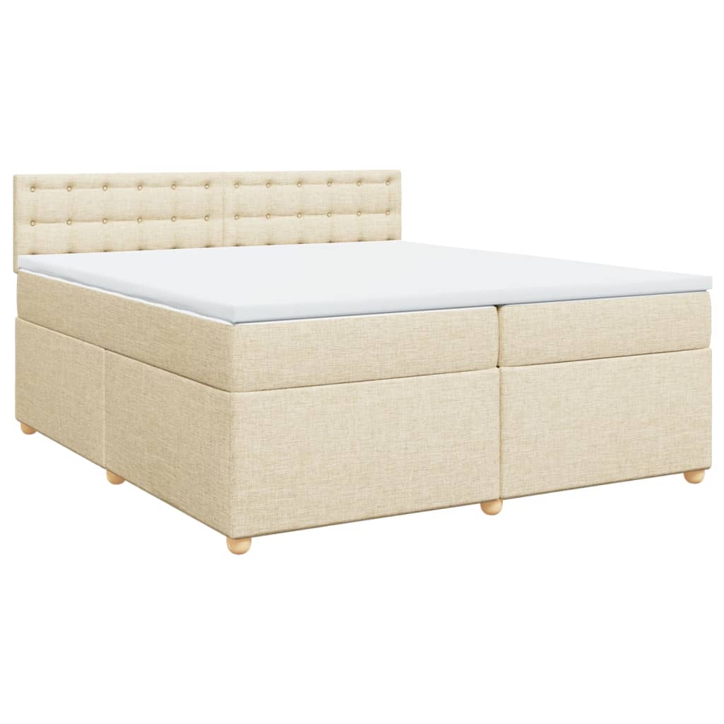 vidaXL Κρεβάτι Boxspring με Στρώμα Κρεμ 200x200 εκ. Υφασμάτινο