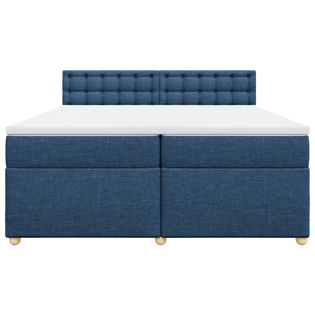 vidaXL Κρεβάτι Boxspring με Στρώμα Μπλε 200x200 εκ. Υφασμάτινο