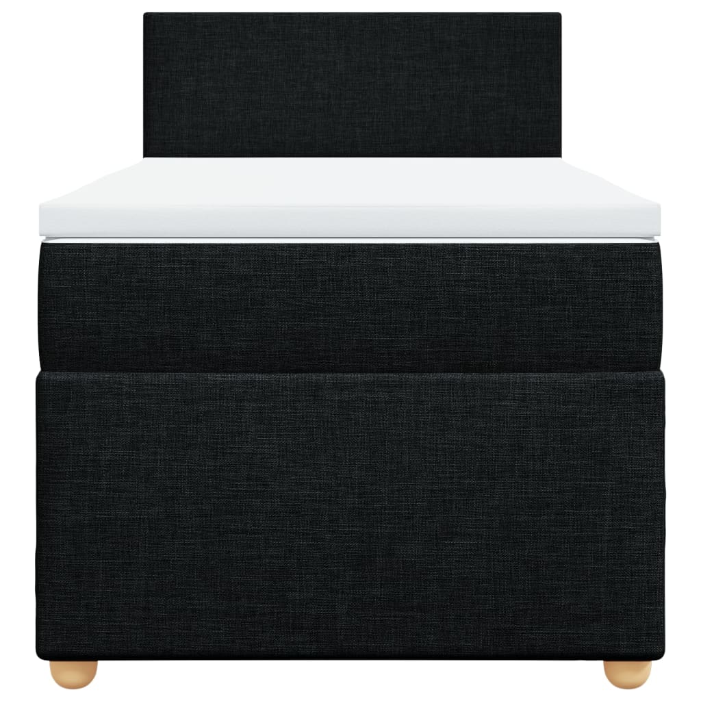 vidaXL Κρεβάτι Boxspring με Στρώμα Μαύρο Single Υφασμάτινα