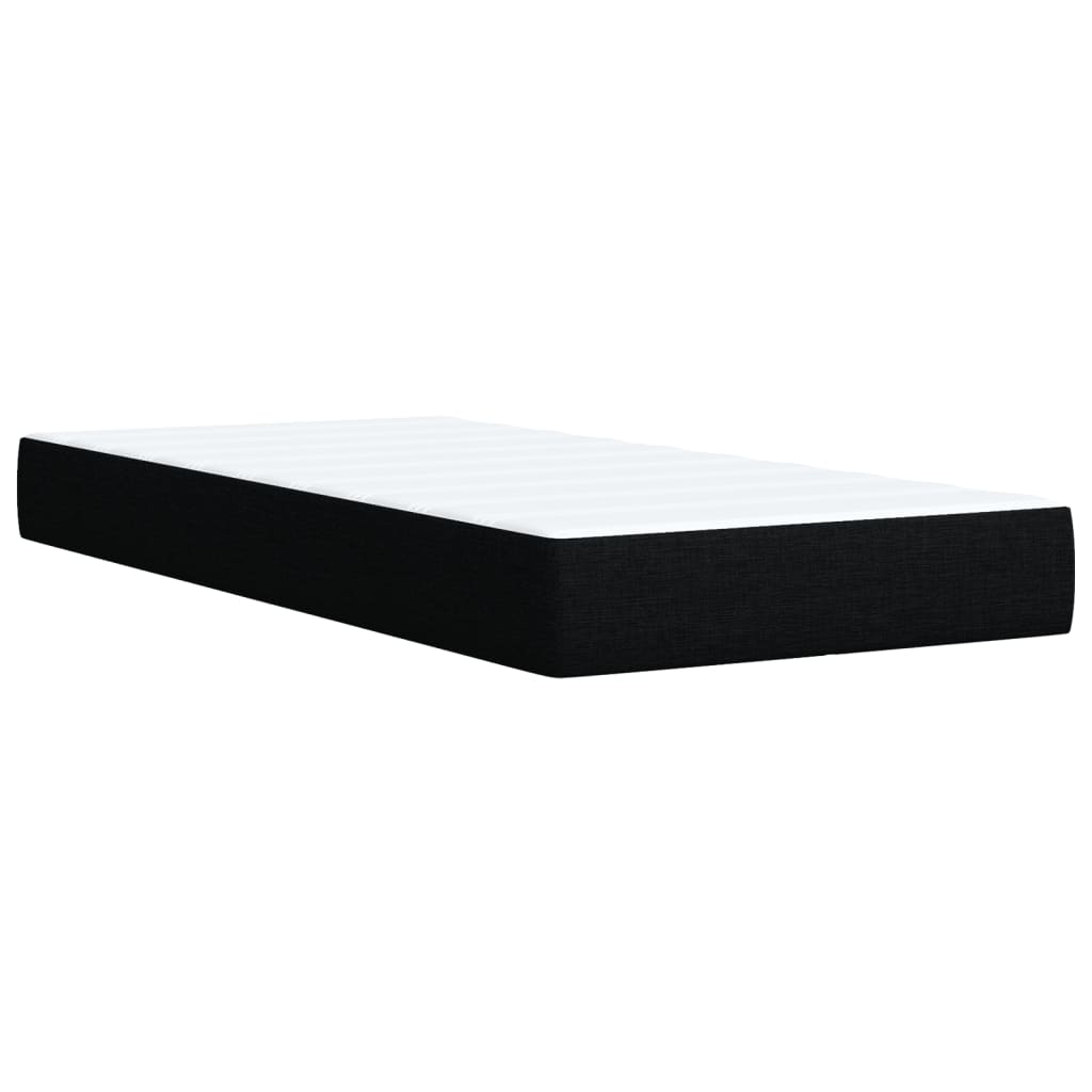 vidaXL Κρεβάτι Boxspring με Στρώμα Μαύρο Single Υφασμάτινα