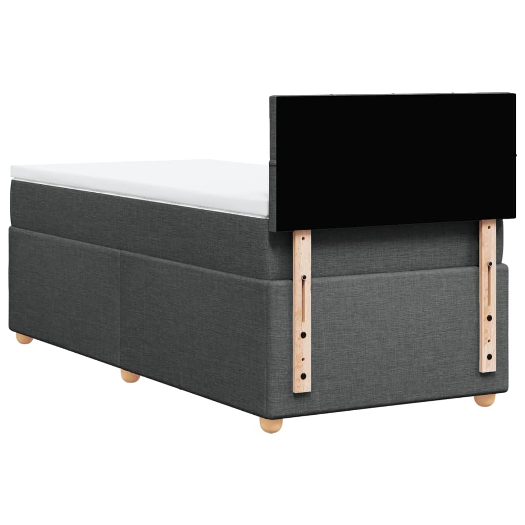 vidaXL Κρεβάτι Boxspring με Στρώμα Σκούρο Γκρι Single Υφασμάτινα