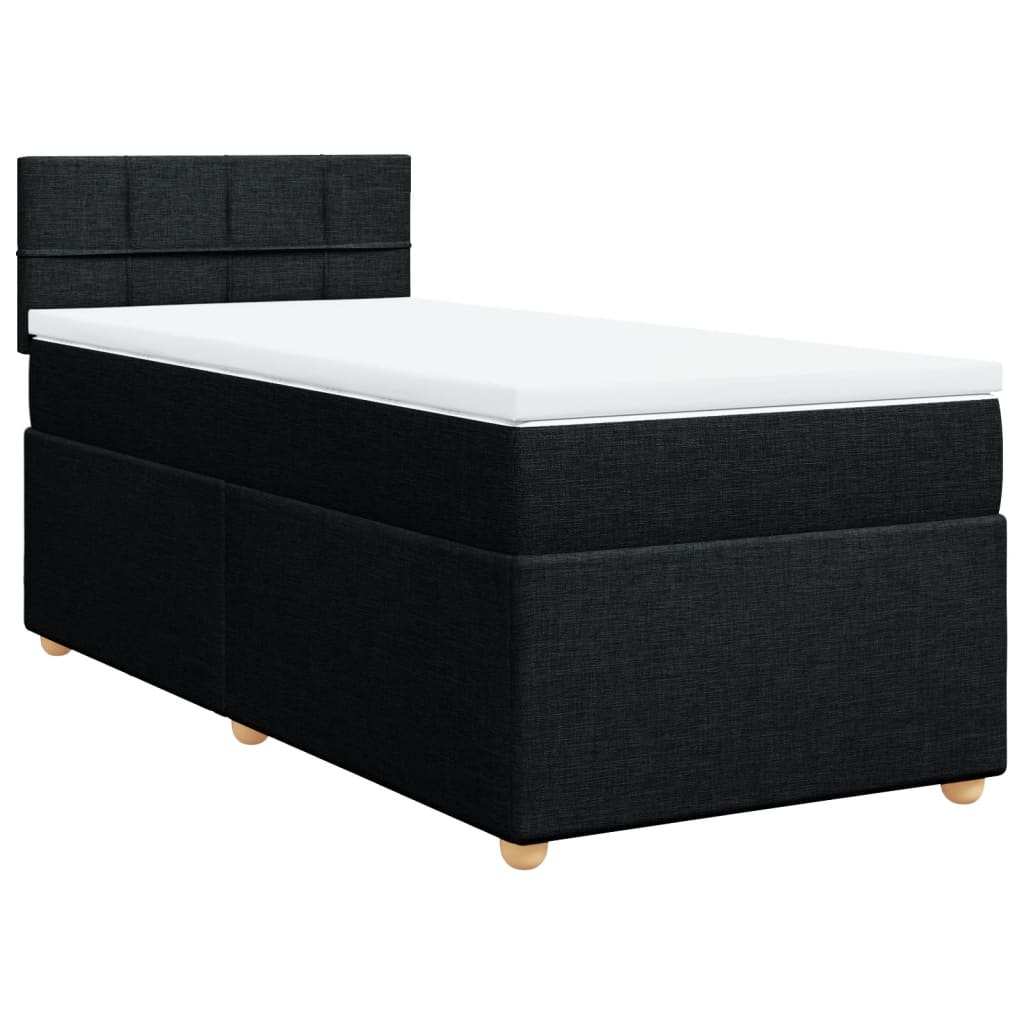 vidaXL Κρεβάτι Boxspring με Στρώμα Μαύρο Single Υφασμάτινα