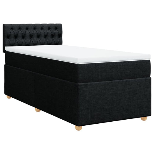 vidaXL Κρεβάτι Boxspring με Στρώμα Μαύρο Single Υφασμάτινα