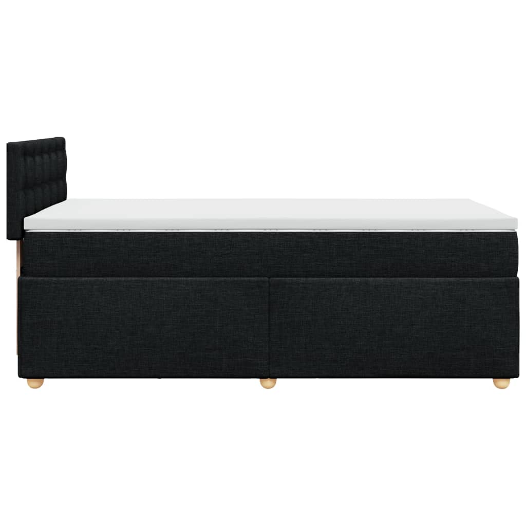vidaXL Κρεβάτι Boxspring με Στρώμα Μαύρο Single Υφασμάτινα