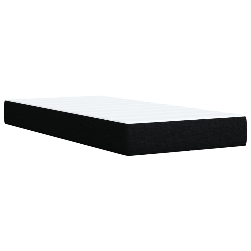 vidaXL Κρεβάτι Boxspring με Στρώμα Μαύρο Single Υφασμάτινα